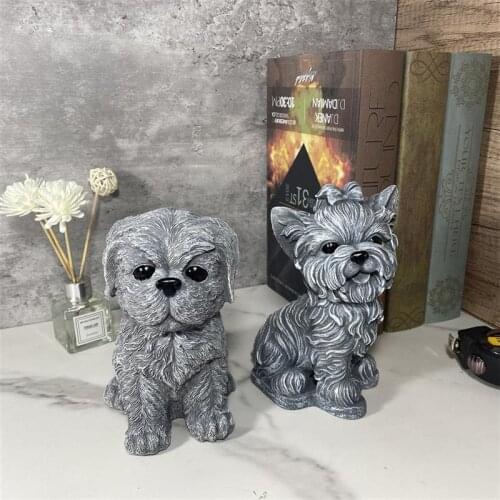 Simulation Stone Pet Dog Garden Statue Animal Resin Crafts Outdoor Garden Home Desktop Puppy Decoration Decoration