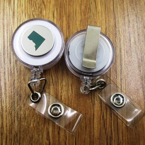 Washington D C ID Badge Reel gift for him/her friend family retractable recoil id badge holder work fun