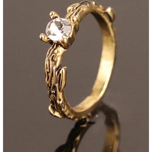 Luxury Women Ring Classic Simple Alloy Tree Vine Crystal Rings For Women Fashion Wedding Bands Christmas Gift Vintage Jewelry