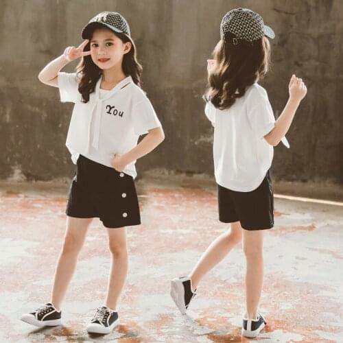 Summer Girls Clothes Set Children Clothing Outfits Short Sleeve Tops & Shorts for Kids Girls Casual Suit Tracksuit 4 to12 Years