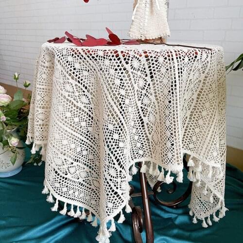 Lace Hollow Decorative Table Cloth Crochet Coffee Table Mat Tablecloth Outdoor Picnic Dining Table Cover Home Decor