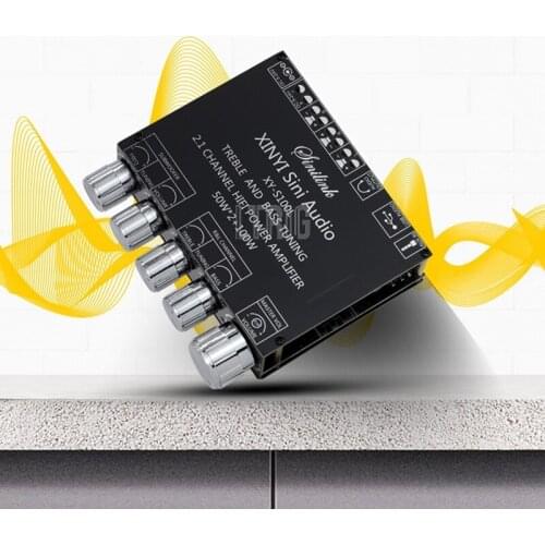 LTRIG custom 1Pcs Bluetooth 5.0 2.1 Channel Power Audio Stereo Subwoofer Amplifier Board 50WX2+100W Speaker AMP XY-S100L