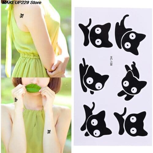 Small Black Cat Waterproof Temporary Tattoos Tatuajes Temporales Temporary Body Arts Flash Tattoo Henna Xha Tatoo Men And Women