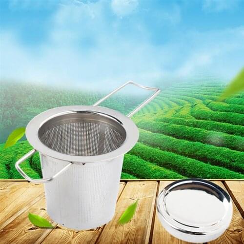 Reusable 304 Stainless Steel Tea Strainer Infuser Filter Basket Folding Tea Infuser Basket With Lid Tea Strainer For Teapot