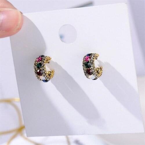 Fashion Colorful Natural Crystal Earrings for Women Elegant Female Party Clip Earrings Korean Jewelry Gifts