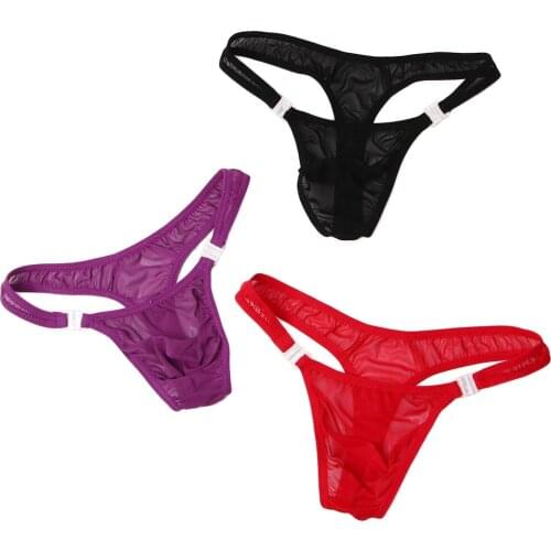 2021 New Mens Sexy Transparent G-string Thong Briefs Bulge Pouch Breathable Panties Perspective Male Bikini Underwear Underpant