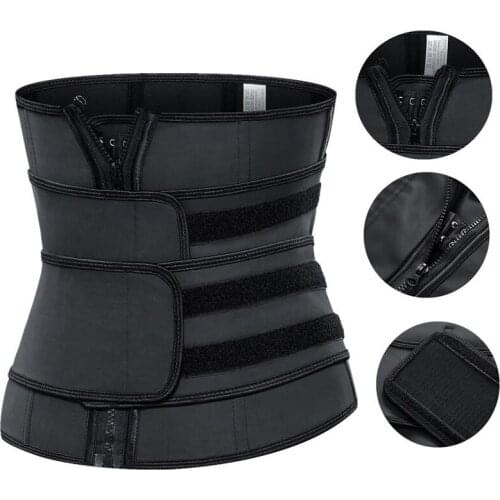 Overbust Elastic Sticker Two Straps Belts 100% Latex Waist Trainer 9 Steel Boned Zipper Breasted Black Corset plus size XS-6XL