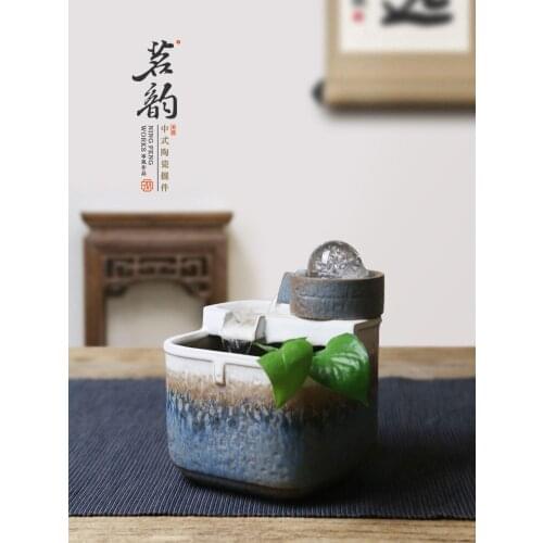 Desktop water ornaments living room home decoration Zhaocai small fountain indoor waterscape transfer pearl porch craft gifts