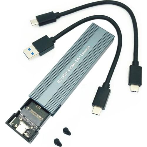 NEW M.2 NVME PCIe NGFF SATA to USB 3.1 SSD Case Aluminum Adapter For 2230 2242 2260 2280 NVMe/SATA M2 SSD RTL9210B Dual Protocol