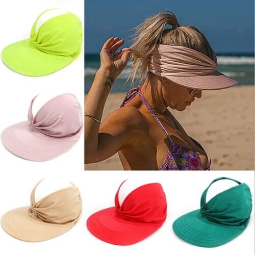 Solid Color Elasticity Women Summer Sun Protection Beach Hat Anti-UV Adult Shading Fashion Outdoor Visor Hat Sun Cap