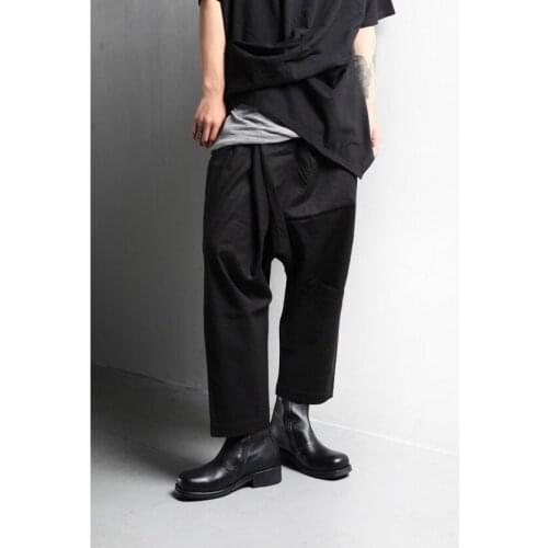Solid color versatile casual pants with drop feeling mens Korean fashion drawstring elastic pants low grade baggy pants Harlan
