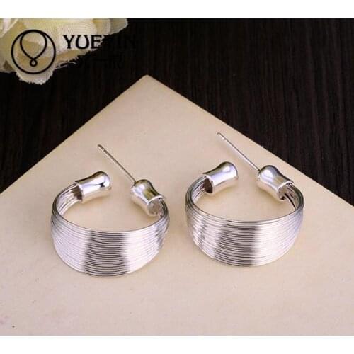 Wholesale Retail women silver plated stud earrings wedding party jewelry Super Offer Rhinestone ornaments