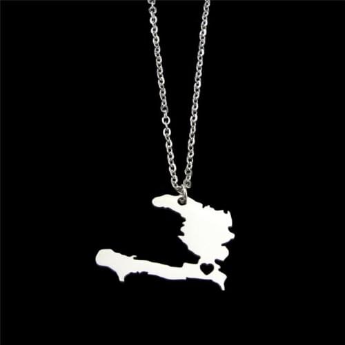 Europe And The United States Popular Jewelry Stainless Steel Haiti Map Necklace