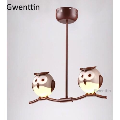 Animal Owl Pendant Light Fixtures Led Modern Hanging Lamp for Childrens Room Bedroom Lamp Loft Industrial Luminaire Home Decor
