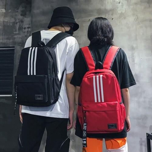 White Striped Mens Backpack Large Capacity Couples Teen High School Students Bagpack School Bag Women Female Brand Travel Bags