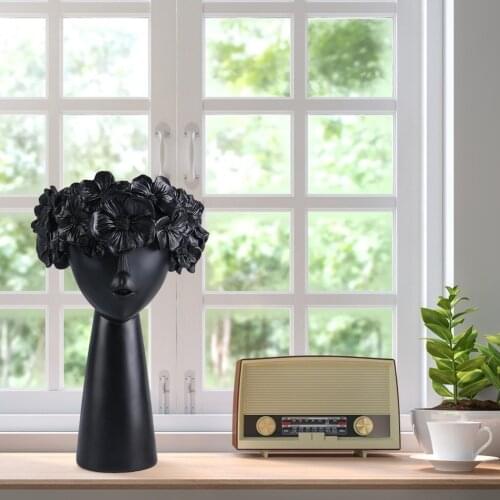 Nordic Cute Girl Figurine Modern Resin Flower Pot Vase Holder Storage Box Fairy Sculpture Statue Ornaments Home Art Decoration