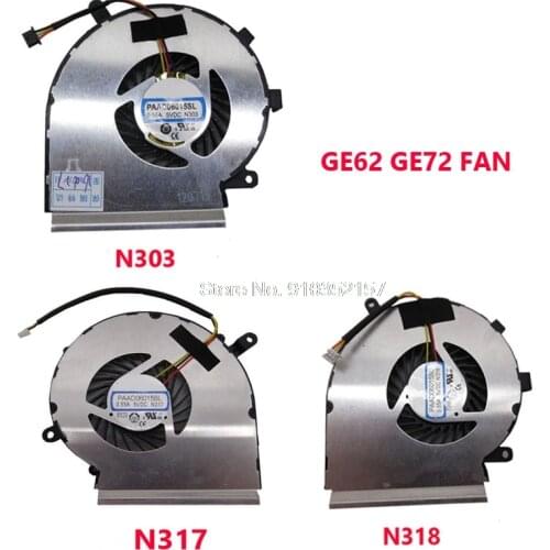 CPU GPU Fan For MSI GE62 GE72 PE60 PE70 PE72 GL62 GL72 0.55A DC5V PAAD06015SL N303 N302 E322500063CA91 N317 N318 GE62VR GE62MVR