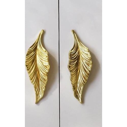 Vintage Gold Tree Leaf Furniture Kitchen Handles Cabinet Knob for Wardrobe Drawer Door Pulls