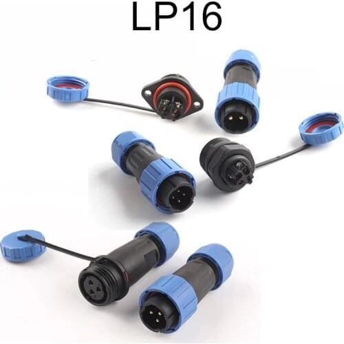 LP/SP16 IP68 Screw Fixation No welding Waterproof Wire Connector 2 3 4 Pin Electric Cable Connector Male Female plug&socket