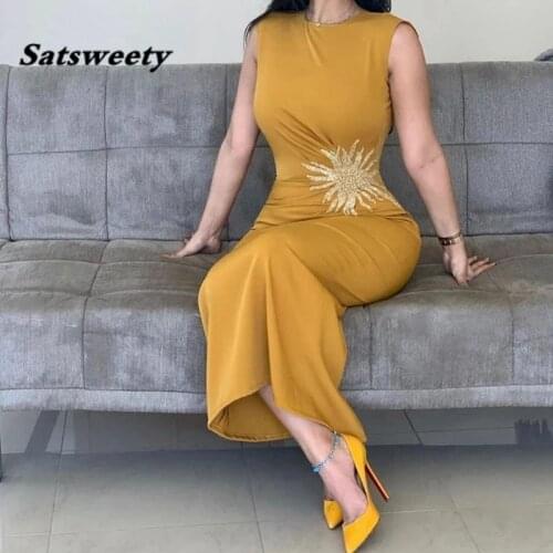 New Arrival Orange Evening dress 2021 Ankle length vestidos de festa Cheap evening gown abiye Evening dresses robe soiree dubai