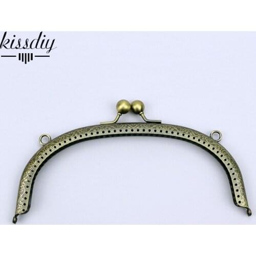 10pcs large size 20cm/ 8" Wide size sewing purse Metal frame antique bronze brass frame with Round kiss clasp bag accessory diy