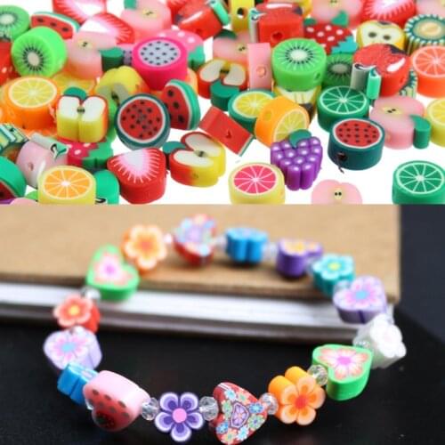 100Pcs/lot DIY Polymer Clay Beads Fruit Pieces Mix Design Bracelet or Necklace Accessory Slices Jewelry Diy Making Materials