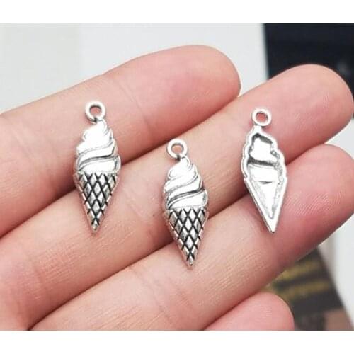 35pcs/lot--24x9mm, Ice cream cham,Antique silver plated Ice cream charms,DIY supplies,Jewelry accessories