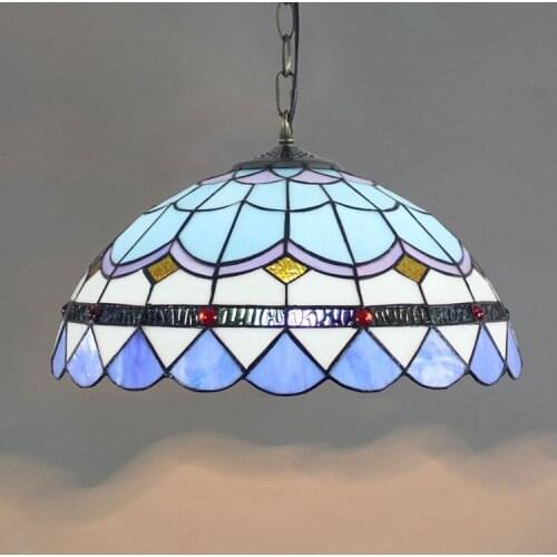 40cm Glass Lamps European-Style Modern Mediterranean Creative Blue Tiffany Art Glass Restaurant Chandelier