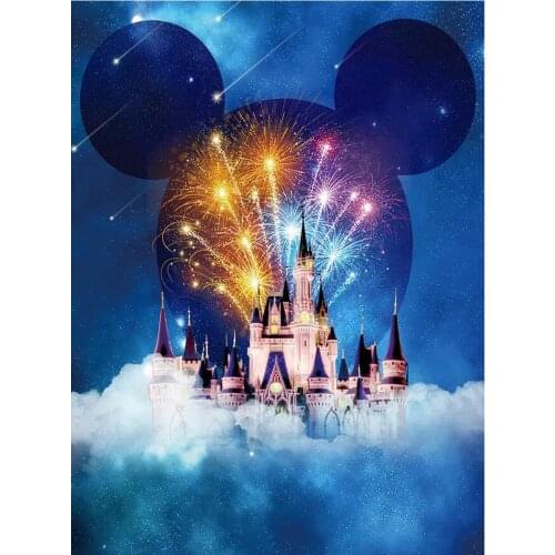 5D DIY Round Diamond Painting Cross Stitch Cartoon Disney Mickey Full Square Diamond Embroidery Castle Full Round Diamond Mosaic