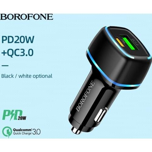 Borofone PD20W Car Charger Type C Fast USB Charger For iPhone 12 11 Pro Max Quick Charging QC3.0 Charge Mobile Phone PD Charger