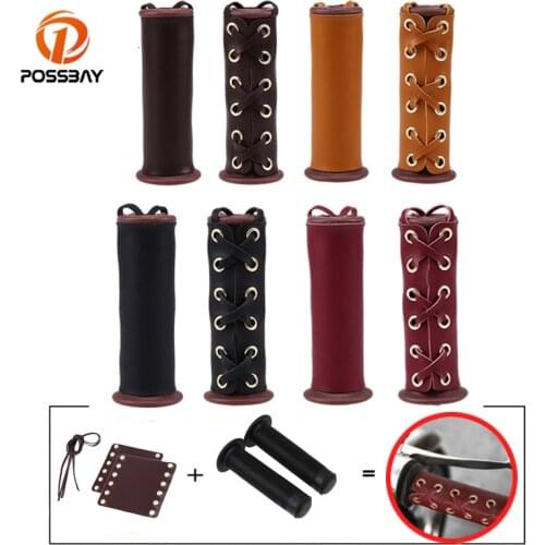 POSSBAY Motorcycle Hand Grip Protector Cover Motocross Leather Cycling Bike Cafe Racer Handlebar Cover for Harley Honda Yamaha