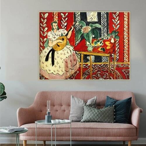 Citon Henri Matisse《The lute》Canvas Art Oil Painting Artwork Poster Picture Wall Decor Backdrop Home Living Room Decoration