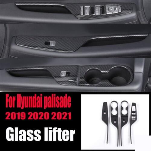 For 2019 2020 2021 modern palisade glass lifter carbon fiber pattern interior decoration sticker anti-scratch protection set