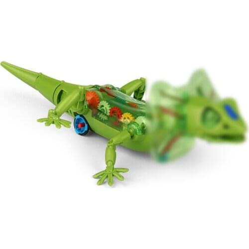 Electric Transparent Walking Gear Lizard Doll Children Educational Toy Musical Lighting Interactive Kids Gifts