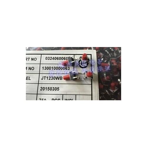 JT1230WB South Korea light touch switch 6*6*9.5mm straight insert 4 feet red handle high quality button 6*6*9.5
