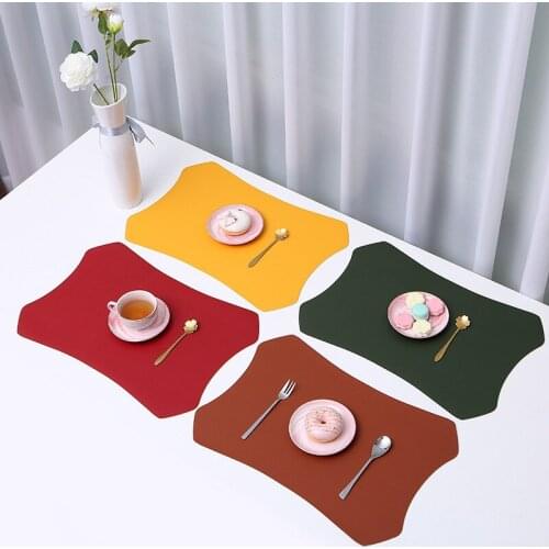 Leather Placemats for Table Waterproof Non-Slip Modern PU Tableware Mat Coaster Set for Kitchen Washable Cup Pad
