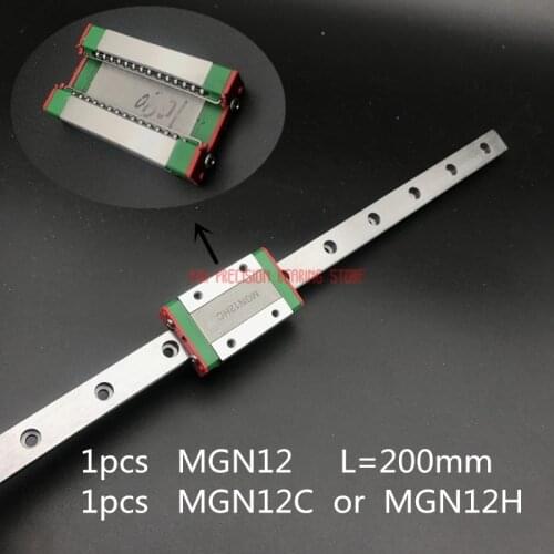 2021 Real Sale AXK Linear Rail 12mm Linear Guide Mgn12 L= 200mm Rail Way + Mgn12c Or Mgn12h Long Carriage For Cnc X Y Z Axis