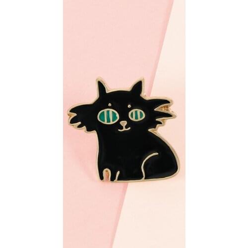 Cartoon Black Cat Brooches Kitten Enamel Pins Clothes Collar Lapel Pin Bag Hat Metal Badges Accessories Jewelry Gift For Friend