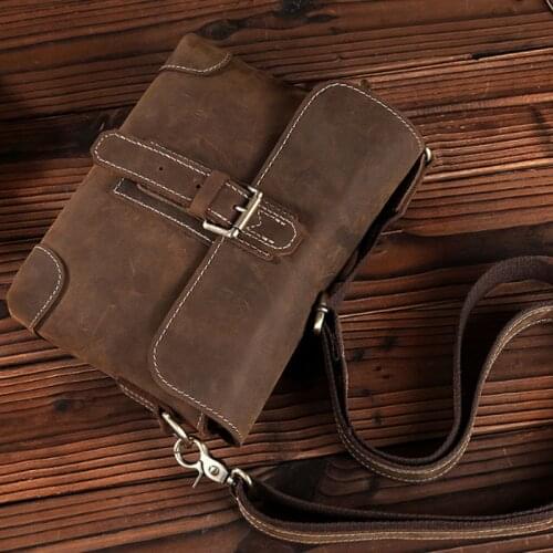Men Crazy Horse Cowhide Cross Body Bag High Quality Retro Messenger Shoulder Luxury Briefcase Business Shoulder Bag