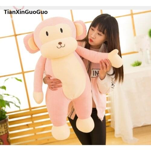 Stuffed toy large 95cm pink monkey plush toy lovely cartoon monkey very soft doll hugging pillow birthday gift b0781