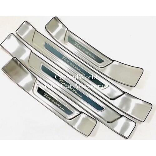 For Hyundai Tucson 2019 2020 Door Sill Cover Scuff Plate Welcome Pedal Frame Trims Stainless Steel Decoration Car Accessories