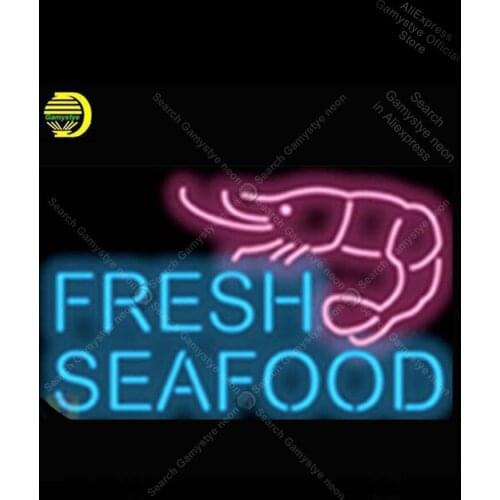Fresh Seafood with Graphic NEON LIGHT SIGN Neon Sign lamp GLASS Fishing Neon Lights Neon Signs For Bar Glass Display Boards Neon