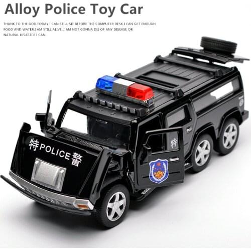 Nicce 1:32 Six-wheeled Hummer Alloy Police Off-road Model Toy Cars Sound Light Pull Back Chariot Toys Car for children