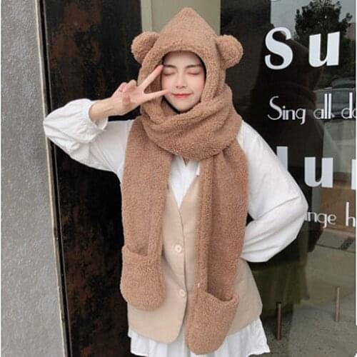 2020 New 3 Pieces Set Womens Knitted Hat Scarf Caps Neck Gloves Winter Hat for Ladies Skullies Beanies Warm Fleece Caps