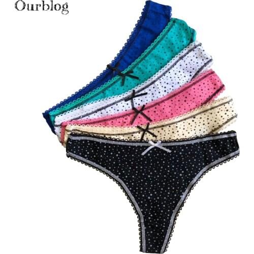 OURBLOG Womens Sexy G-strings Thongs Strings Woman Cotton Underwear Lingerie Ladies Panties Tangas T-back Lot 5 pcs M L XL