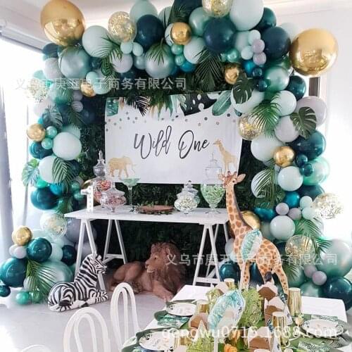 PATIMATE 167pcs Green Balloon Garland Latex Balloon Arch Safari Jungle Party Wild One Birthday Party Decoration Kids Baby Shower