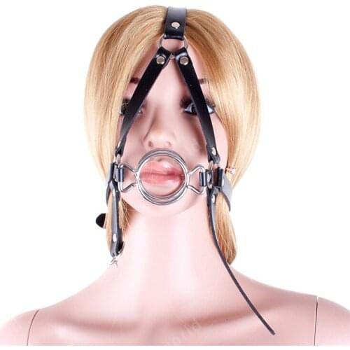 Harness Open Mouth Metal Double O Ring Mouth Gag Fetish Metal Ring Mouth Gags Adult Games Sex Toys Sex Products For Woman