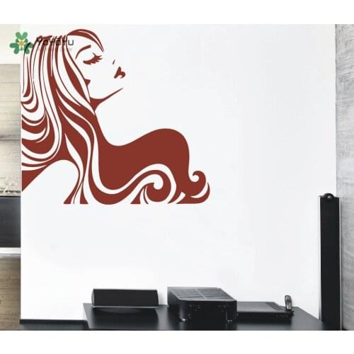 Beauty Salon hairstyle Modern Wall Sticker Sexy Girl Beautiful Hair Beauty Hair Salon Vinyl Decals Home Removable Decals KW-197