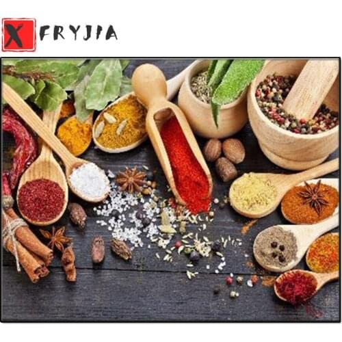 Embroidery diamond Kitchen seasoning rhinestone painting cross stitch diamond mosaic sale new arrival full display picture decor