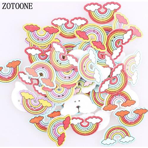 ZOTOONE 100pcs Two Holes Mix Corlor Wooden Rainbow Button Cartoon DIY Scrapbooking Crafts Button Decoration Sewing Accessories C